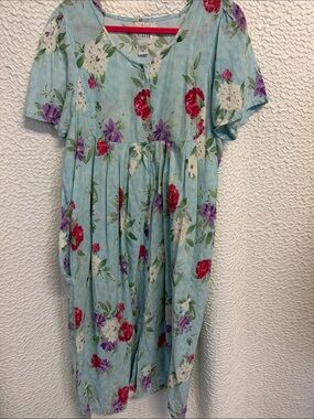 Sawyer Creek Studio Floral Snap-Front House Dress 100% Cotton